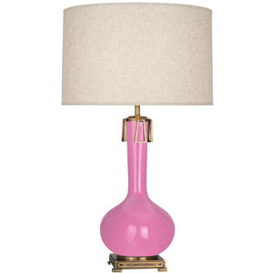 Athena 32 inch 150 watt Schiaparelli Pink with Aged Brass Table Lamp Portable Light