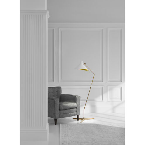 AERIN Mayotte 55.25 inch 60.00 watt Hand-Rubbed Antique Brass Offset Floor Lamp Portable Light in Matte White, Large