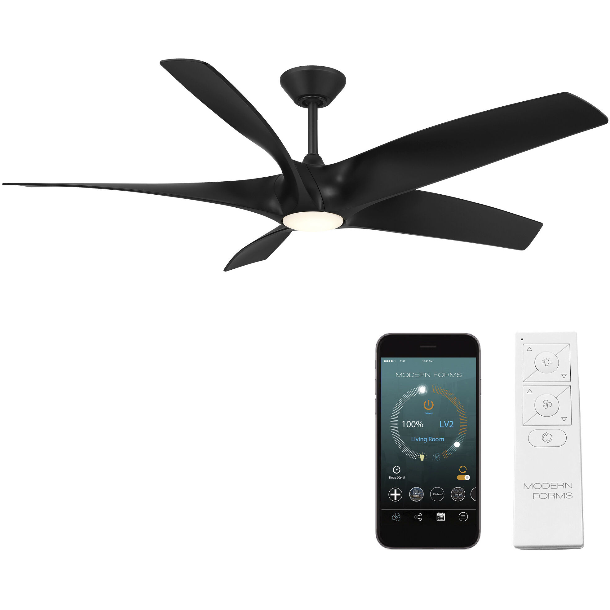 Zephyr 62 inch Matte Black Downrod Ceiling Fan