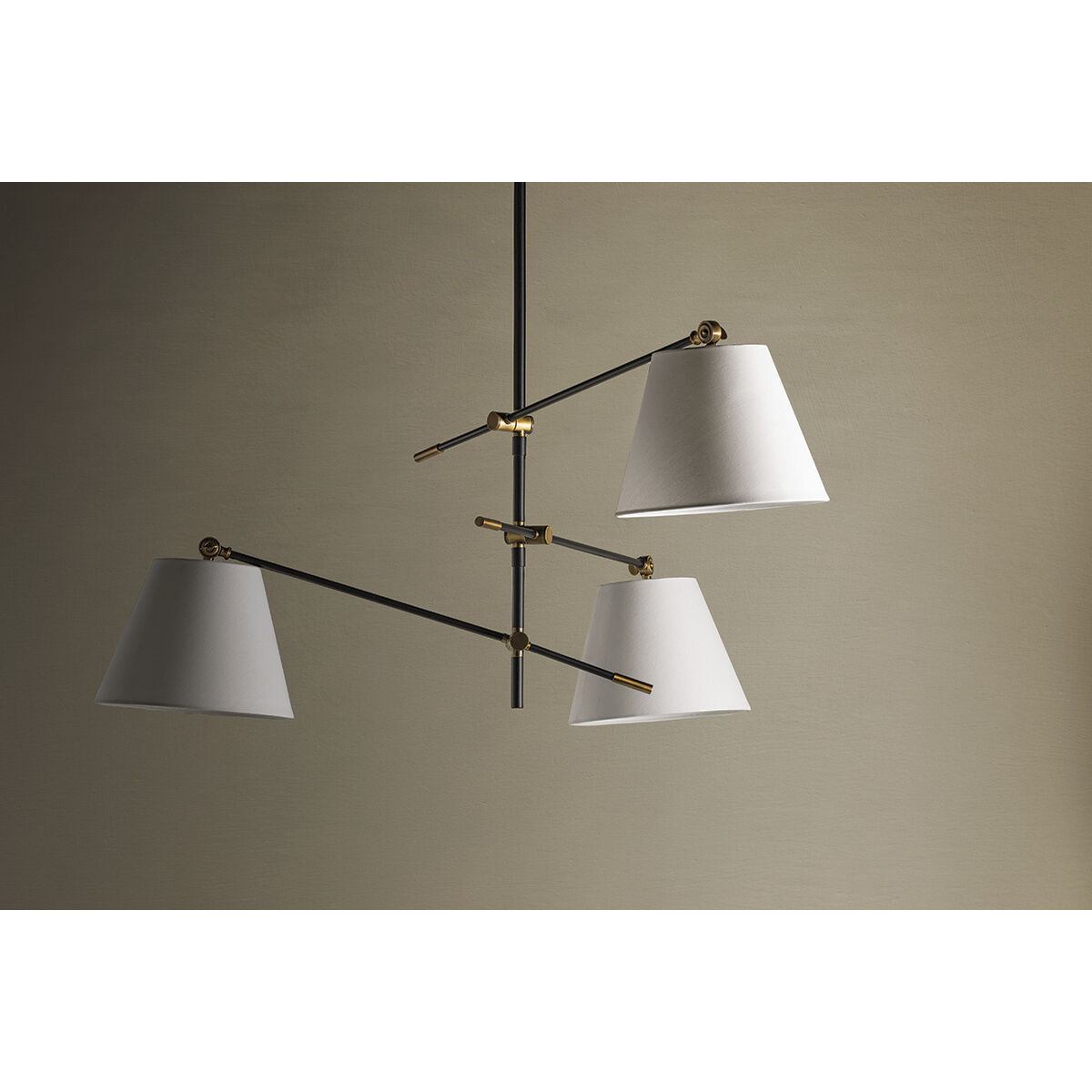 Navin 3 Light 52.5 inch Patina Brass/Textured Black Chandelier Ceiling Light