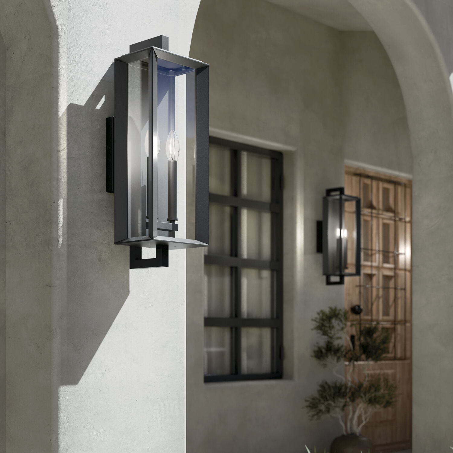 Kichler Kroft 2 Light Textured Black Outdoor Wall Light
