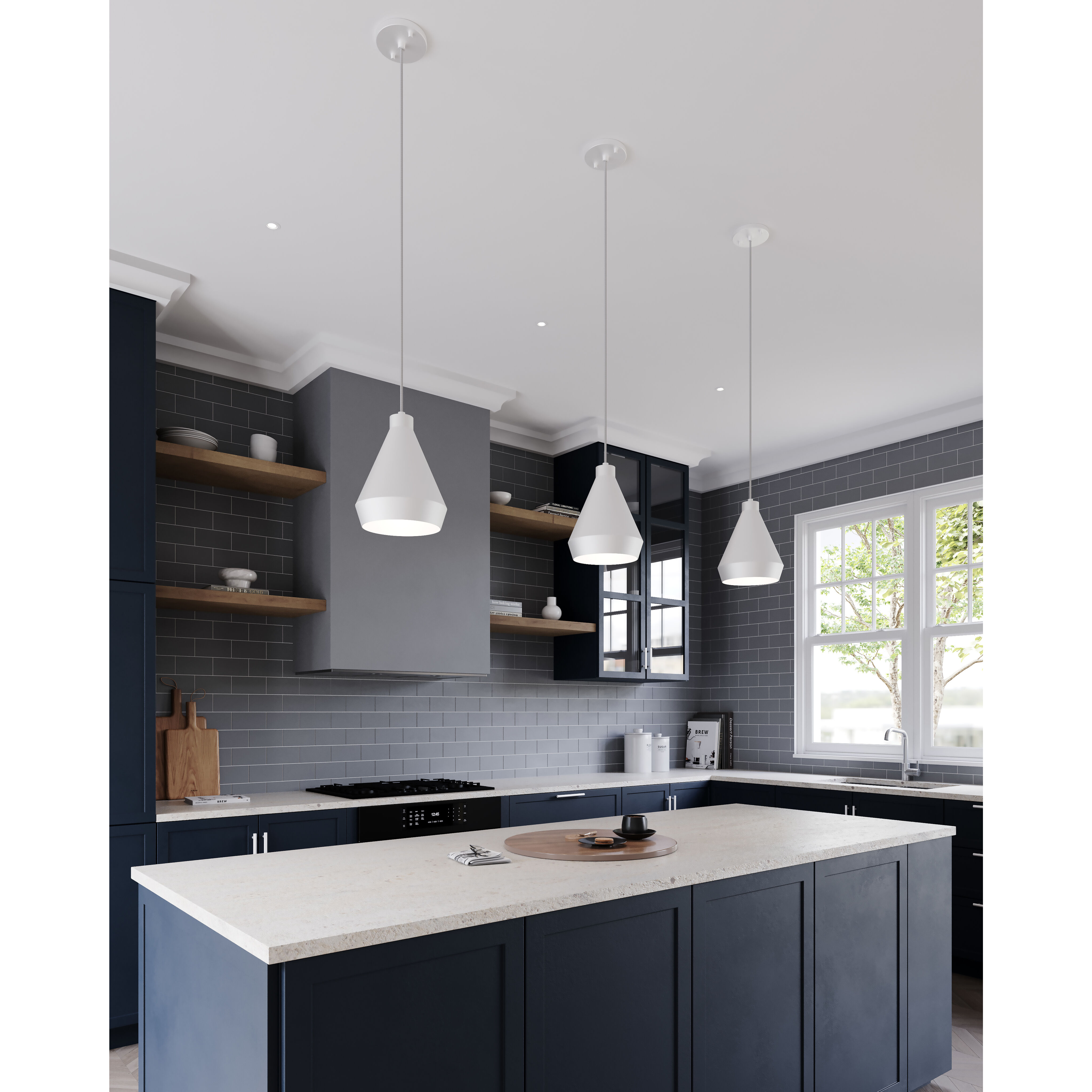 Koma LED 9 inch Satin White Pendant Ceiling Light in GU24 