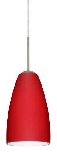 Riva LED Satin Nickel Pendant Ceiling Light in Ruby Matte Glass