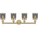 Bell 4 Light 33.5 inch Brushed Brass Bath Vanity Light Wall Light in Plated Smoke Glass, Small