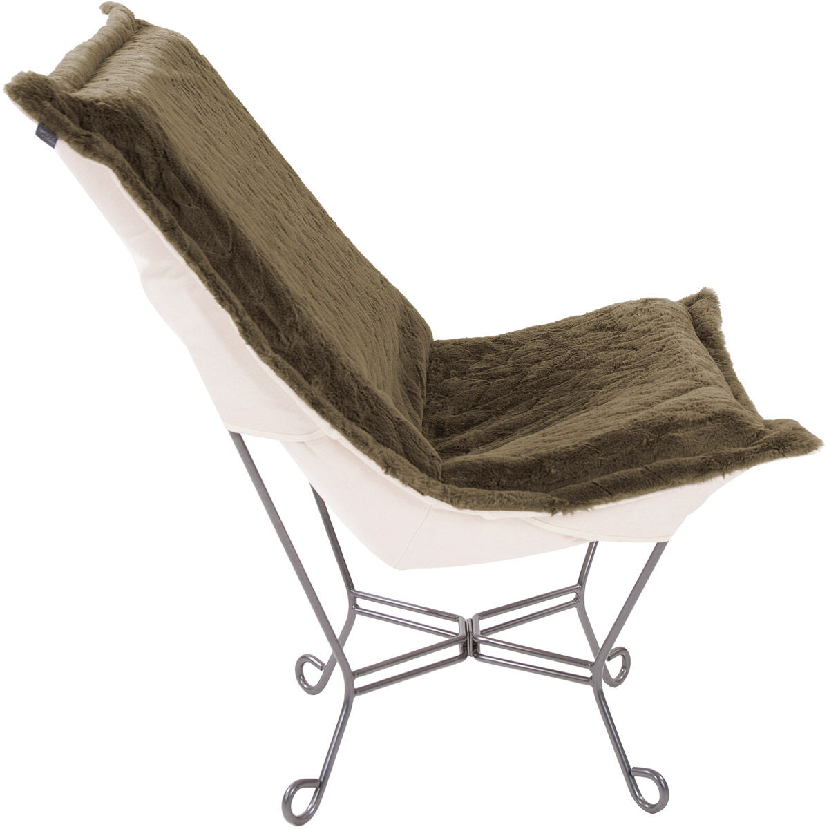 Puff Angora Moss Scroll Chair with Cover