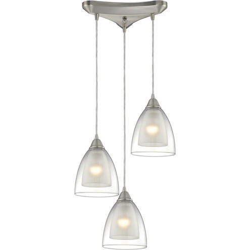 Layers 3 Light 10 inch Satin Nickel Multi Pendant Ceiling Light, Configurable