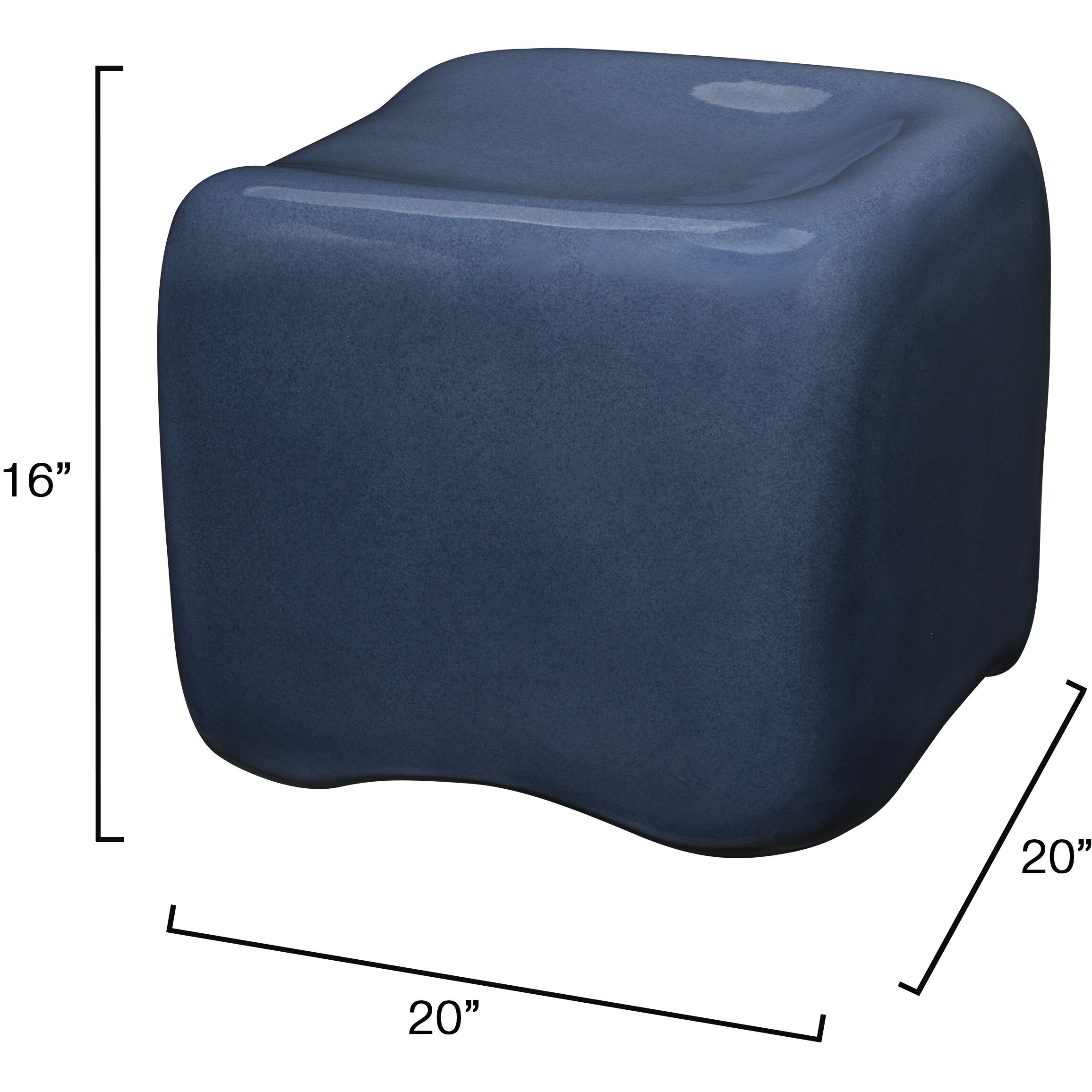 Cushion 16 inch Navy Glaze Concrete Stool, Inline