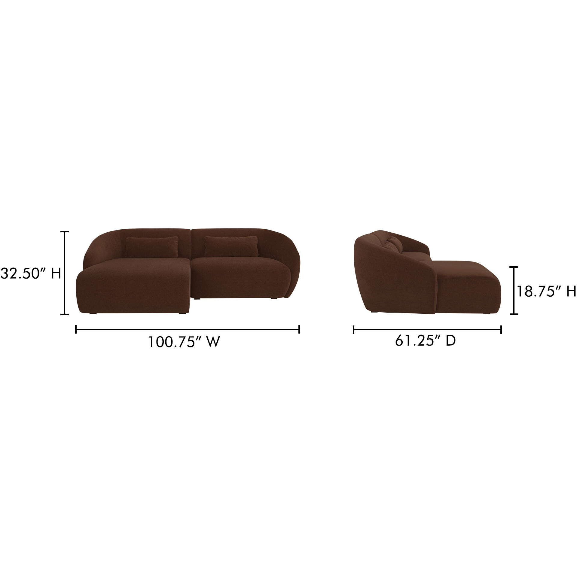 Amelia Brown Modular Left Sectional, Nook
