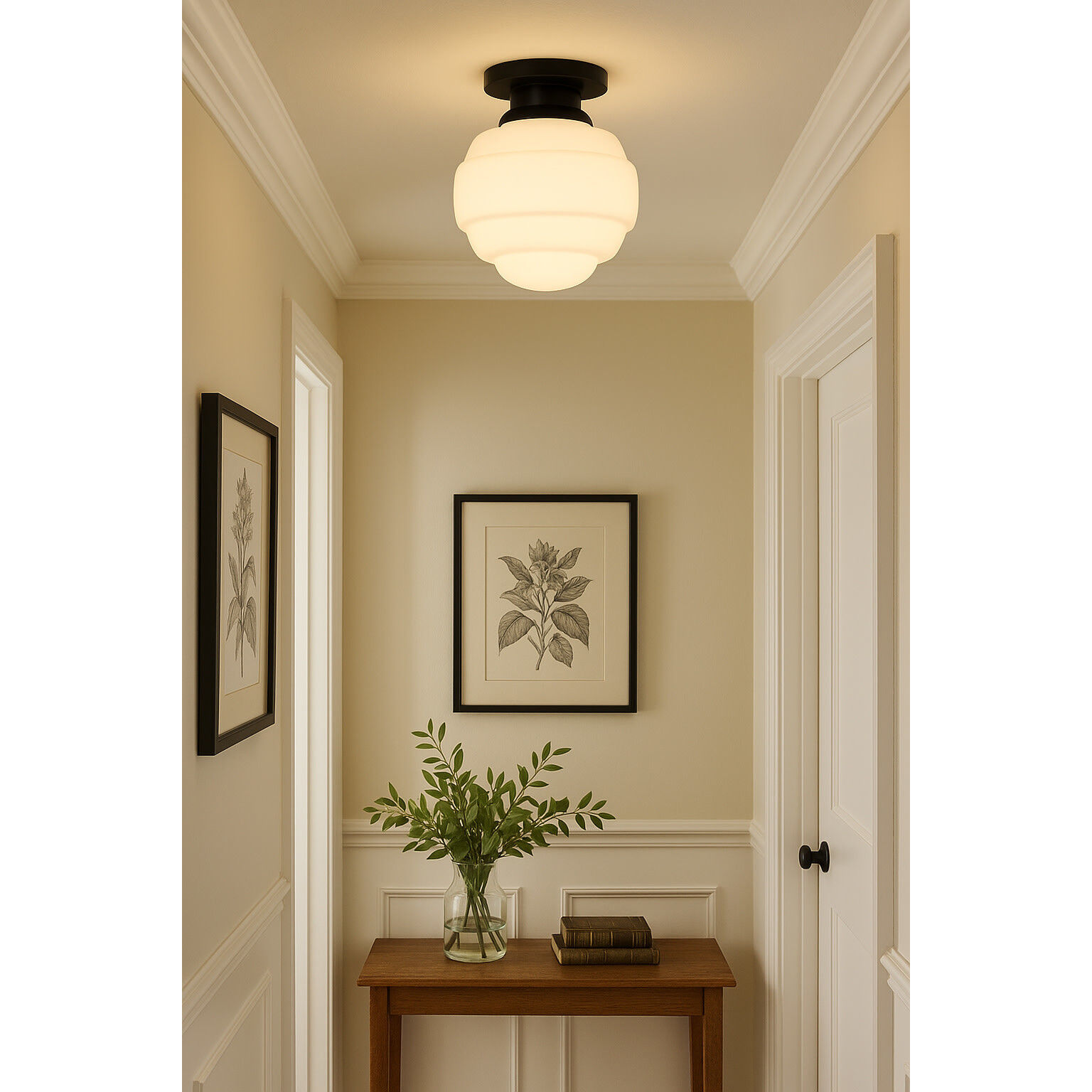 Penny 1 Light 12 inch Black Flush Mount Ceiling Light, Small