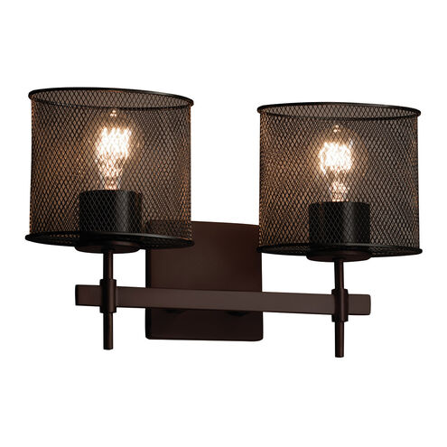 Wire Mesh 2 Light 15.5 inch Dark Bronze Vanity Light Wall Light in Oval
