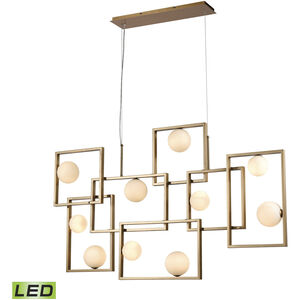 Amazed LED 51 inch Aged Brass with White Linear Chandelier Ceiling Light