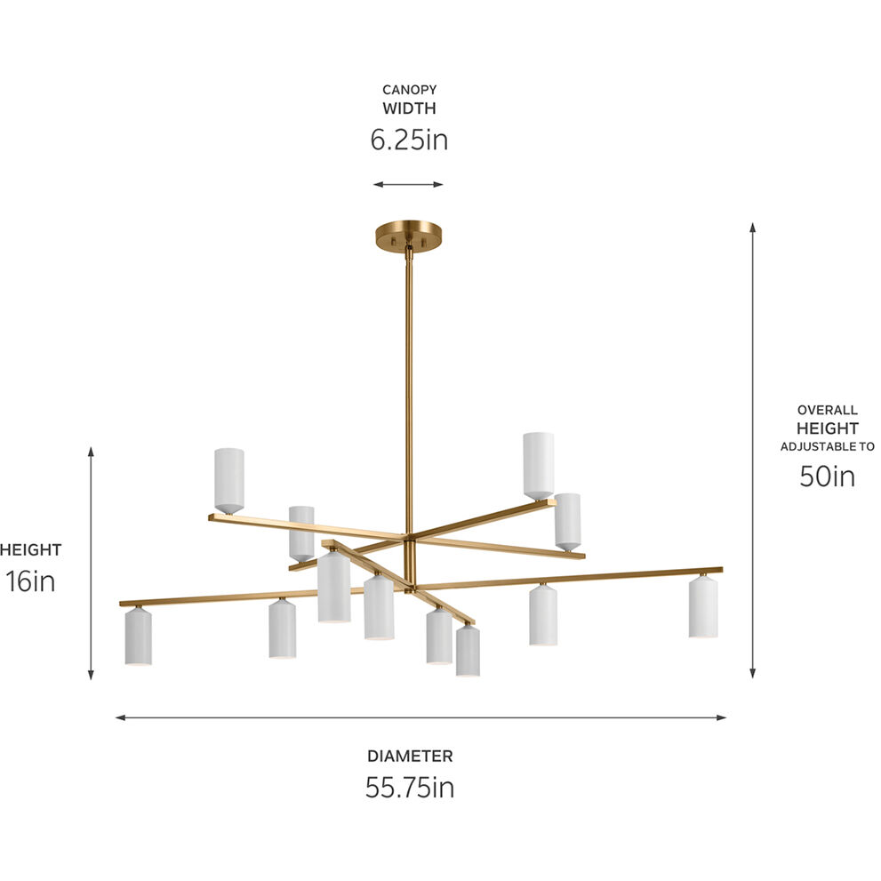 Gala LED 55.75 inch Champagne Bronze with White Chandelier Ceiling Light