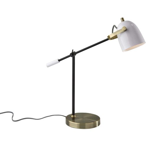 Casey 19 inch 40.00 watt Black and White with Antique Brass Desk Lamp Portable Light