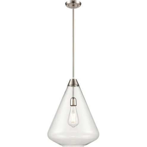 St. Julian 1 Light Satin Nickel Pendant Ceiling Light in Clear Glass