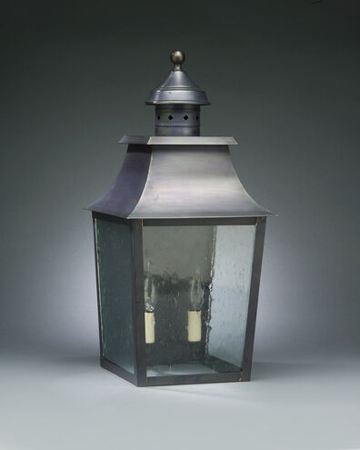 Sharon 1 Light 21 inch Antique Copper Outdoor Wall Lantern in Seedy Marine Glass, Chimney, Medium