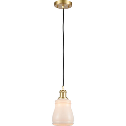 Ballston Ellery LED 5 inch Satin Gold Mini Pendant Ceiling Light in White Glass, Ballston
