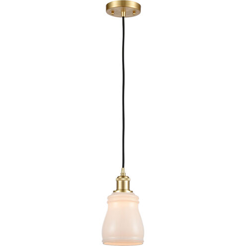 Ballston Ellery 1 Light 5 inch Satin Gold Mini Pendant Ceiling Light in White Glass, Ballston