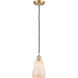 Ballston Ellery LED 5 inch Satin Gold Mini Pendant Ceiling Light in White Glass, Ballston