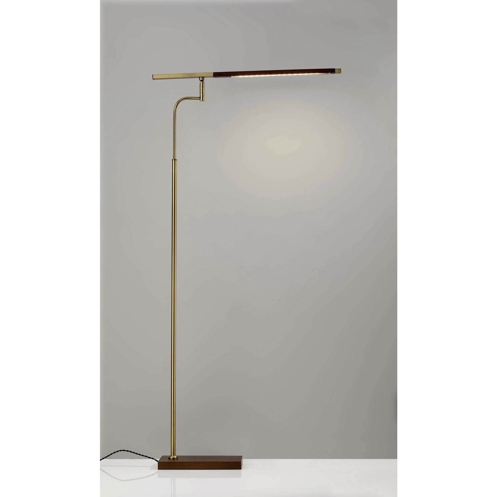 Barrett 51 inch 7.00 watt Walnut with Antique Brass Accents Floor Lamp Portable Light