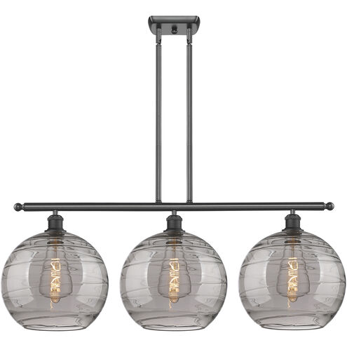 Ballston Athens Deco Swirl 3 Light 38.5 inch Matte Black Stem Hung Island Light Ceiling Light