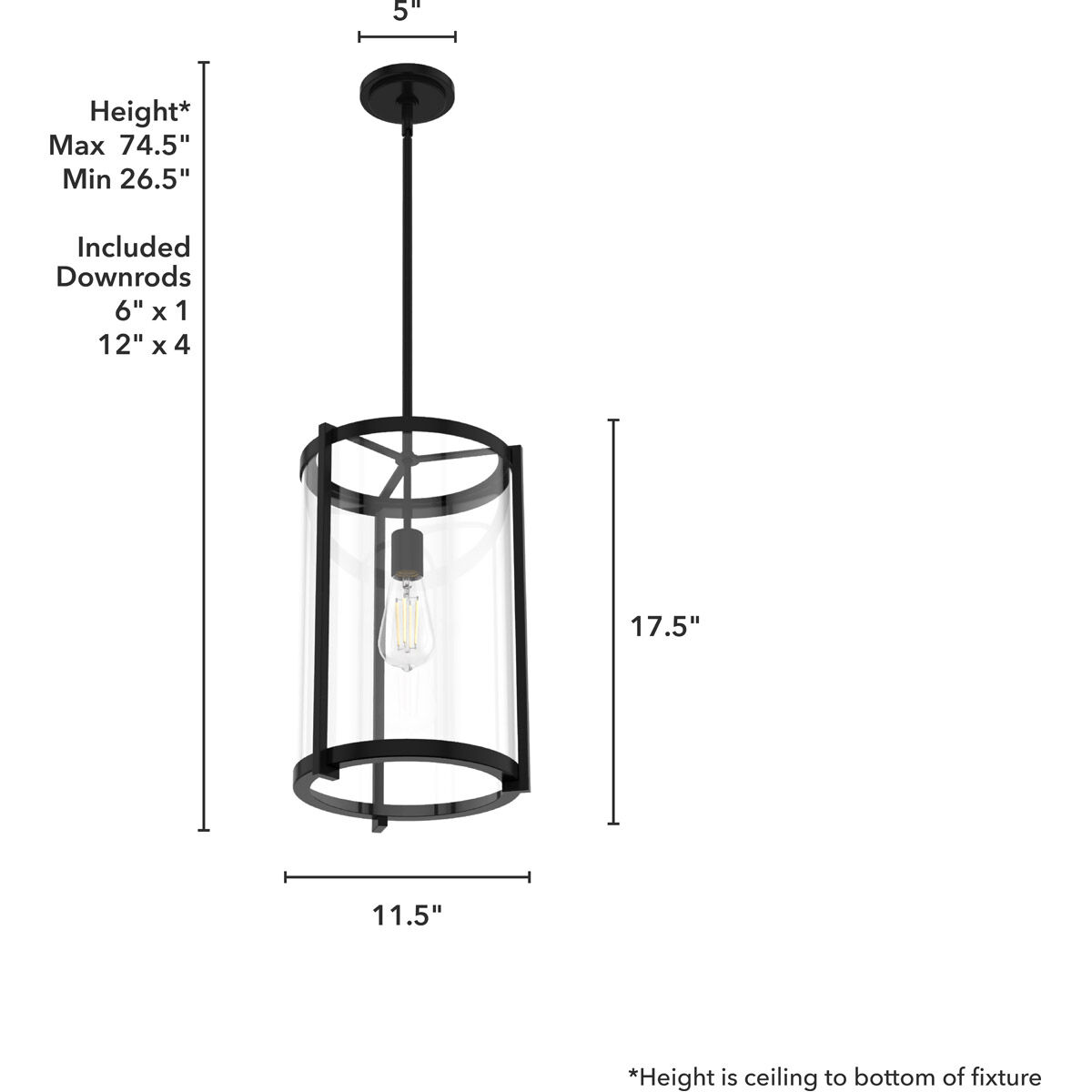 Astwood 1 Light 12 inch Matte Black Pendant Ceiling Light