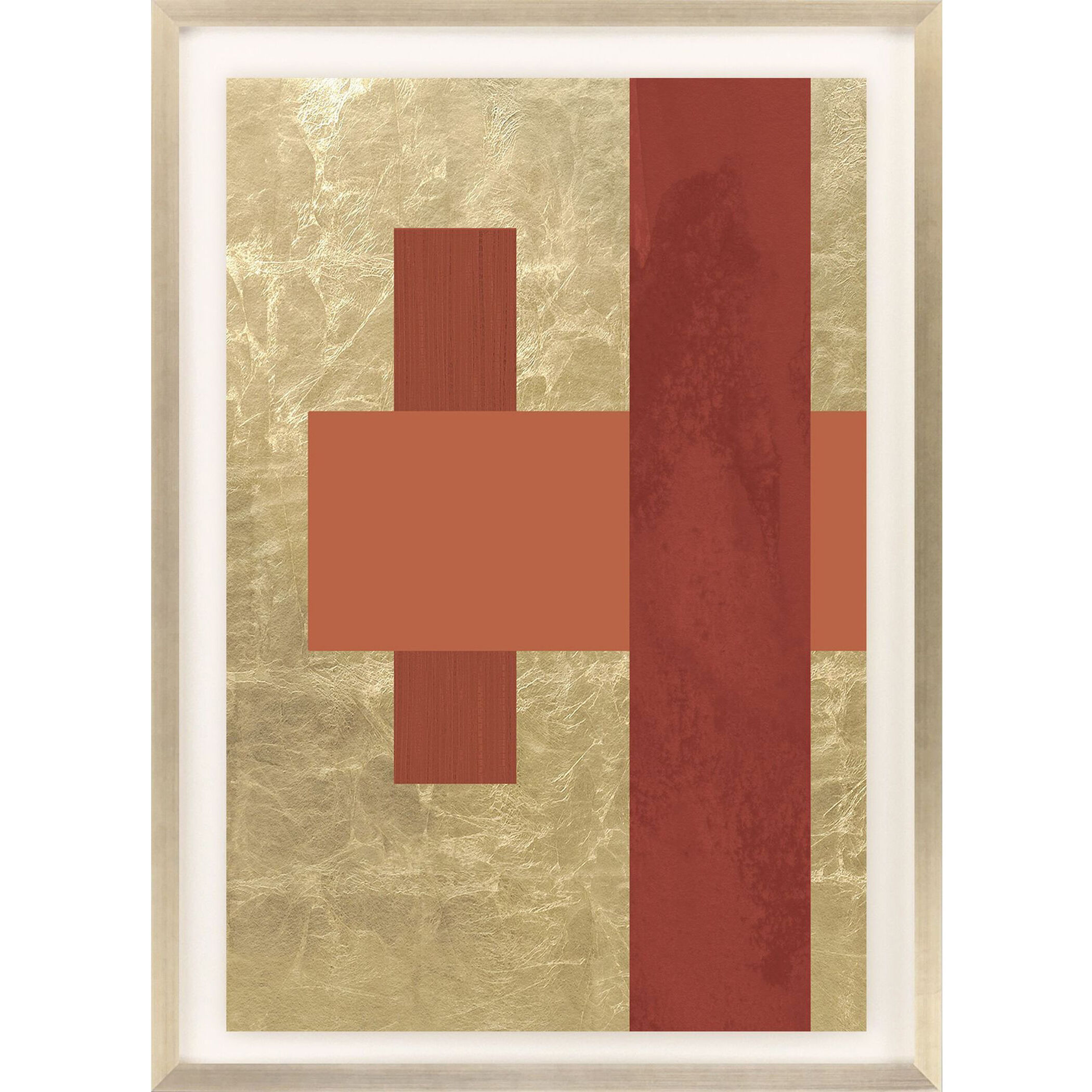 Gold Colorblock Orange and Metallic Framed Art, The Studio
