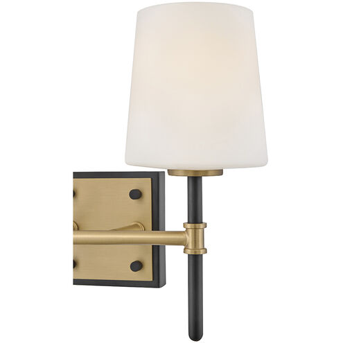 Saunders 2 Light 13.75 inch Black and Lacquered Brass Bath Light Wall Light in Black with Lacquered Brass