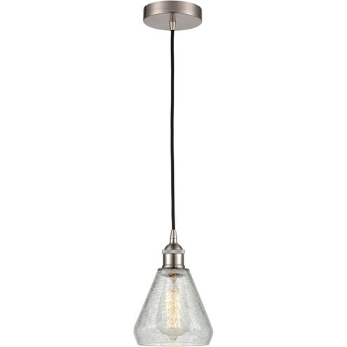 Edison Conesus LED 6 inch Brushed Satin Nickel Mini Pendant Ceiling Light