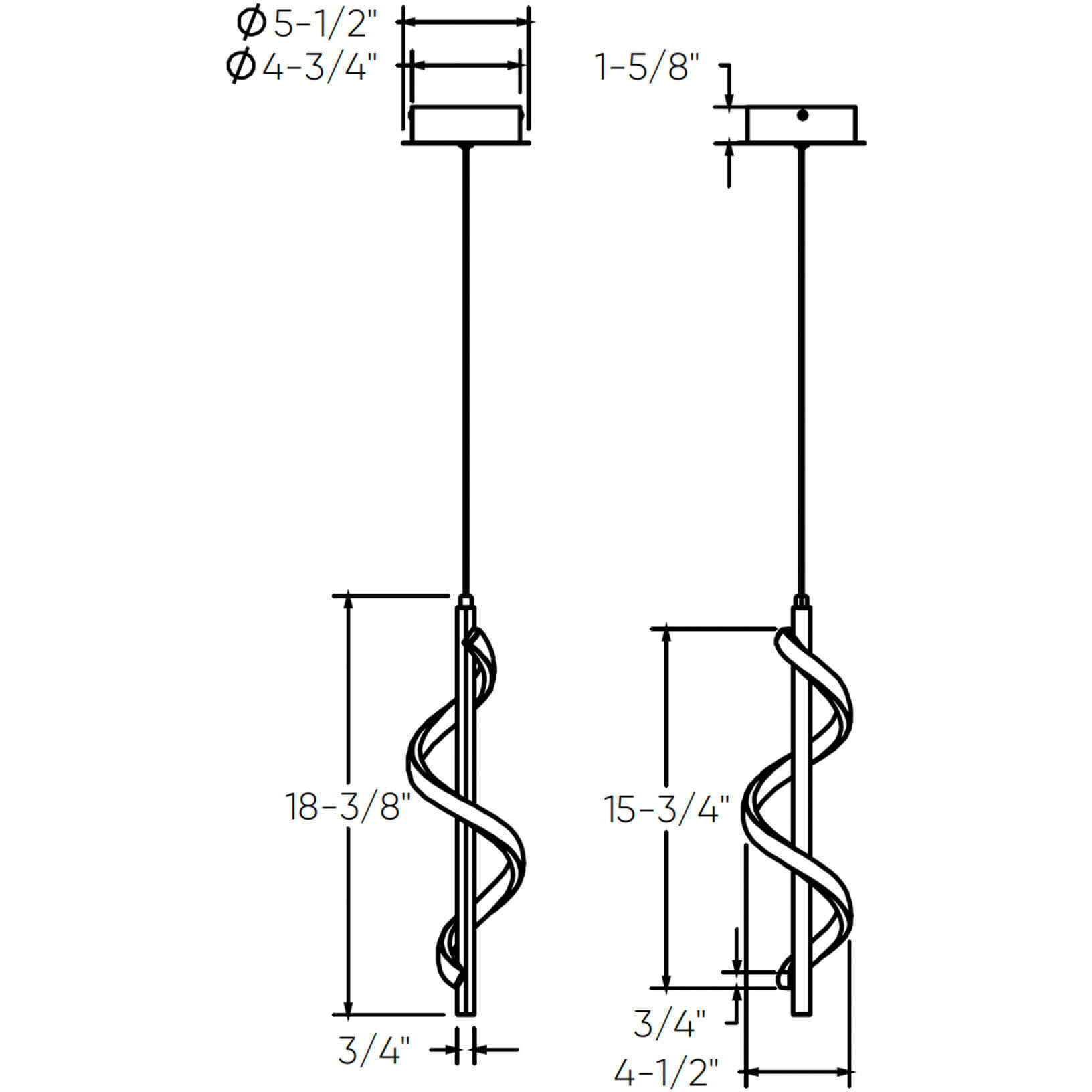 Spin 1 Light 4.7 inch Black Pendant Ceiling Light
