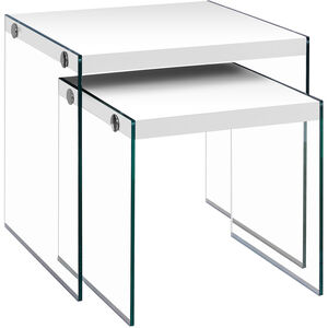 Cortland 20 X 20 inch White and Clear Nesting Table, 2-Piece Set
