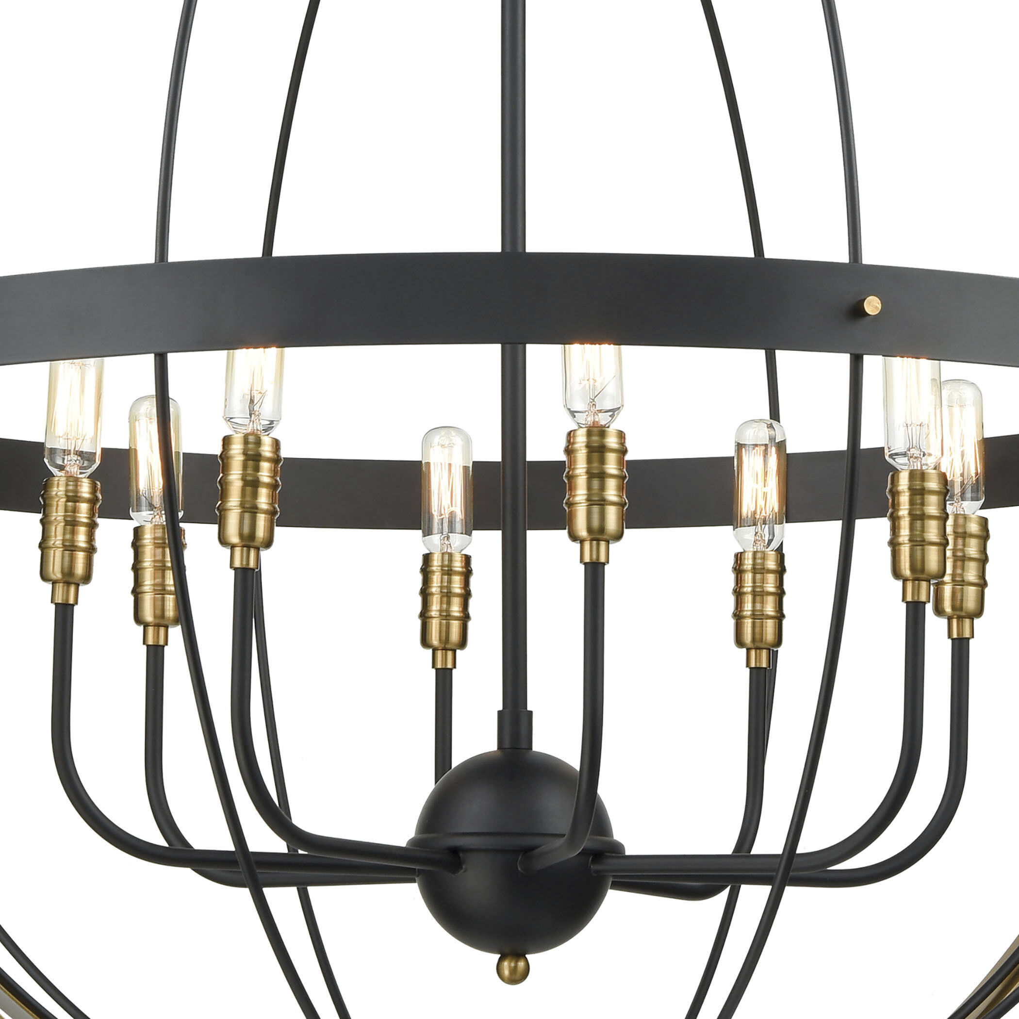 Caldwell 8 Light 32 inch Matte Black with Satin Brass Chandelier Ceiling Light