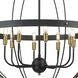 Caldwell 8 Light 32 inch Matte Black with Satin Brass Chandelier Ceiling Light