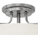 Harper 3 Light 18 inch Brushed Nickel Indoor Semi-Flush Mount Ceiling Light in White