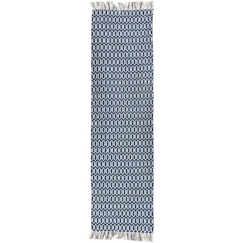 Branton 94.5 X 27.5 inch Blue with White Runner Rug