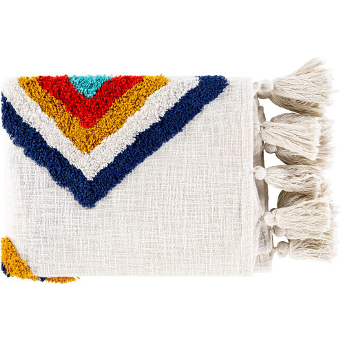 Paki 60 X 50 inch Cream/Bright Red/Dark Blue/White/Aqua/Mustard Throws, Rectangle