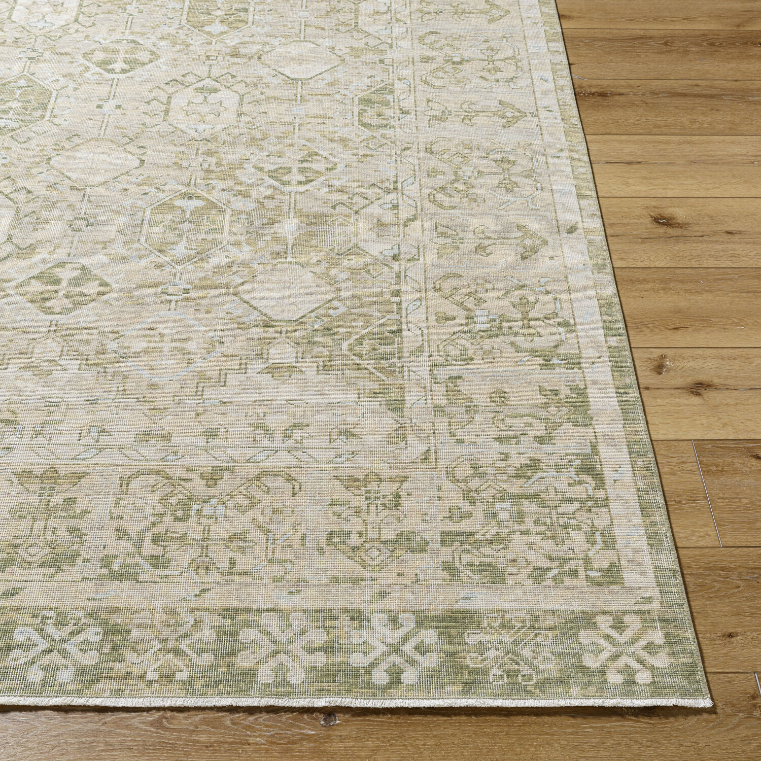 Once Upon a Time 118.11 X 35.04 inch Olive / Tan / Light Olive / Light Gray / Pale Blue Machine Woven Rug in 3 x 10