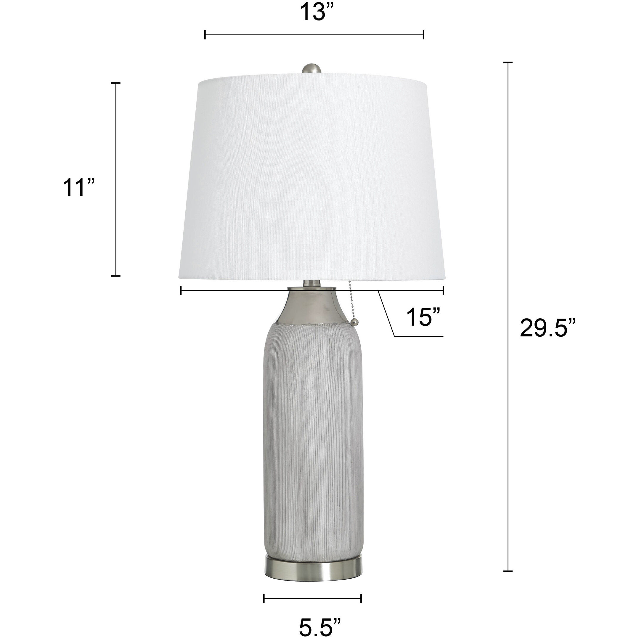 Donald 29.5 inch 100 watt Silver and Grey and White Table Lamp Portable Light