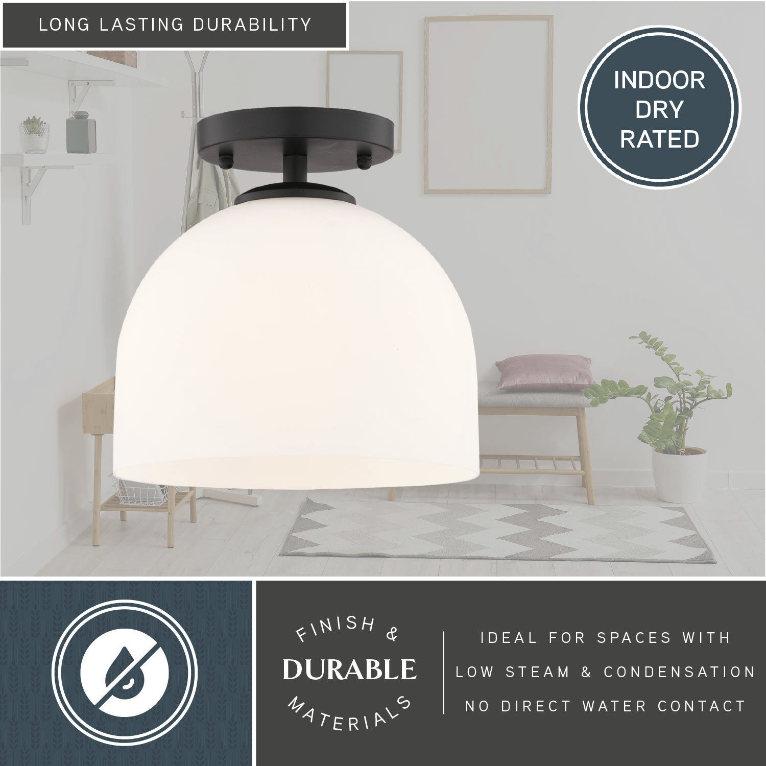 Shelby 1 Light 9.25 inch Matte Black Semi-Flush Mount Ceiling Light