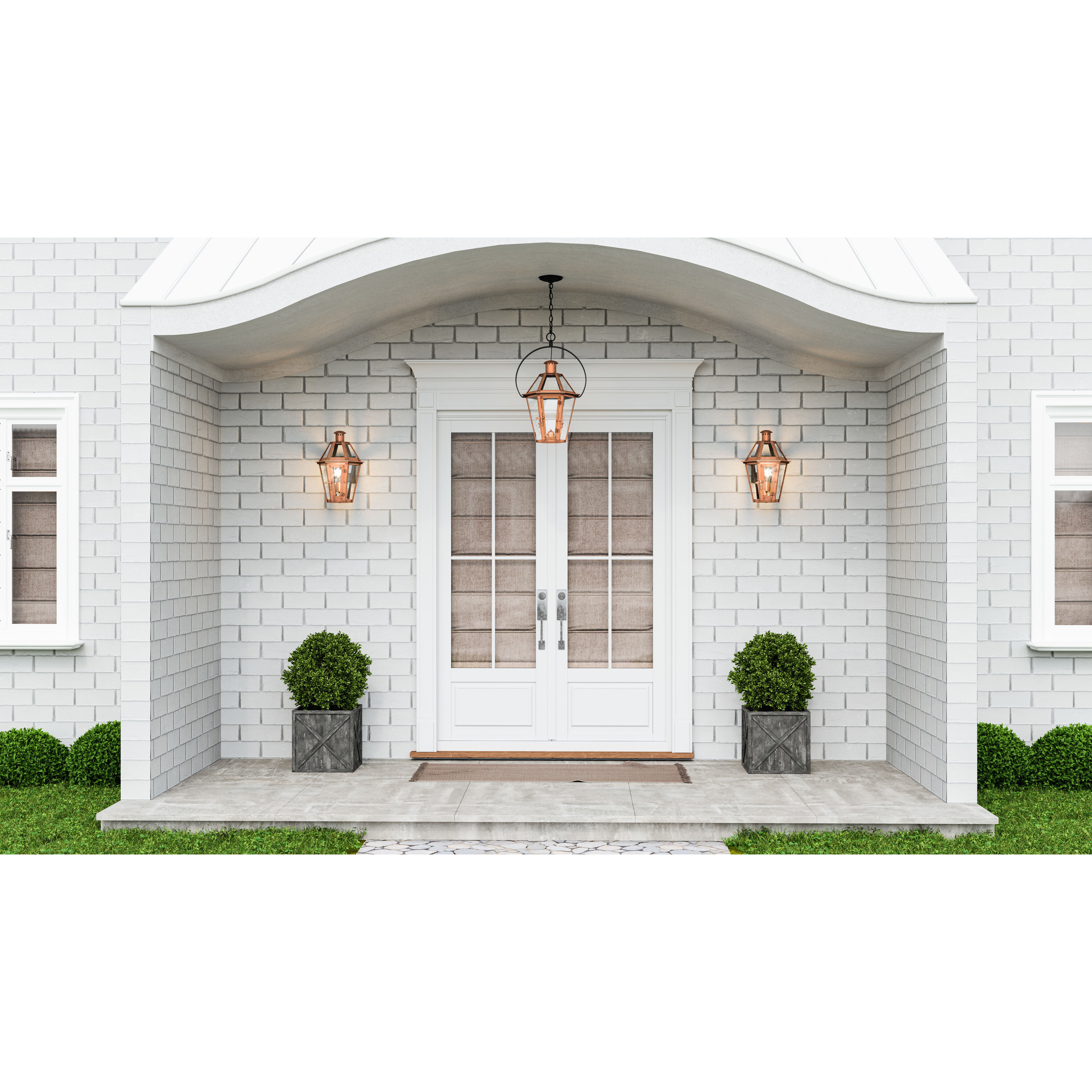 Burdett 2 Light 16 inch Aged Copper Outdoor Hanging Lantern