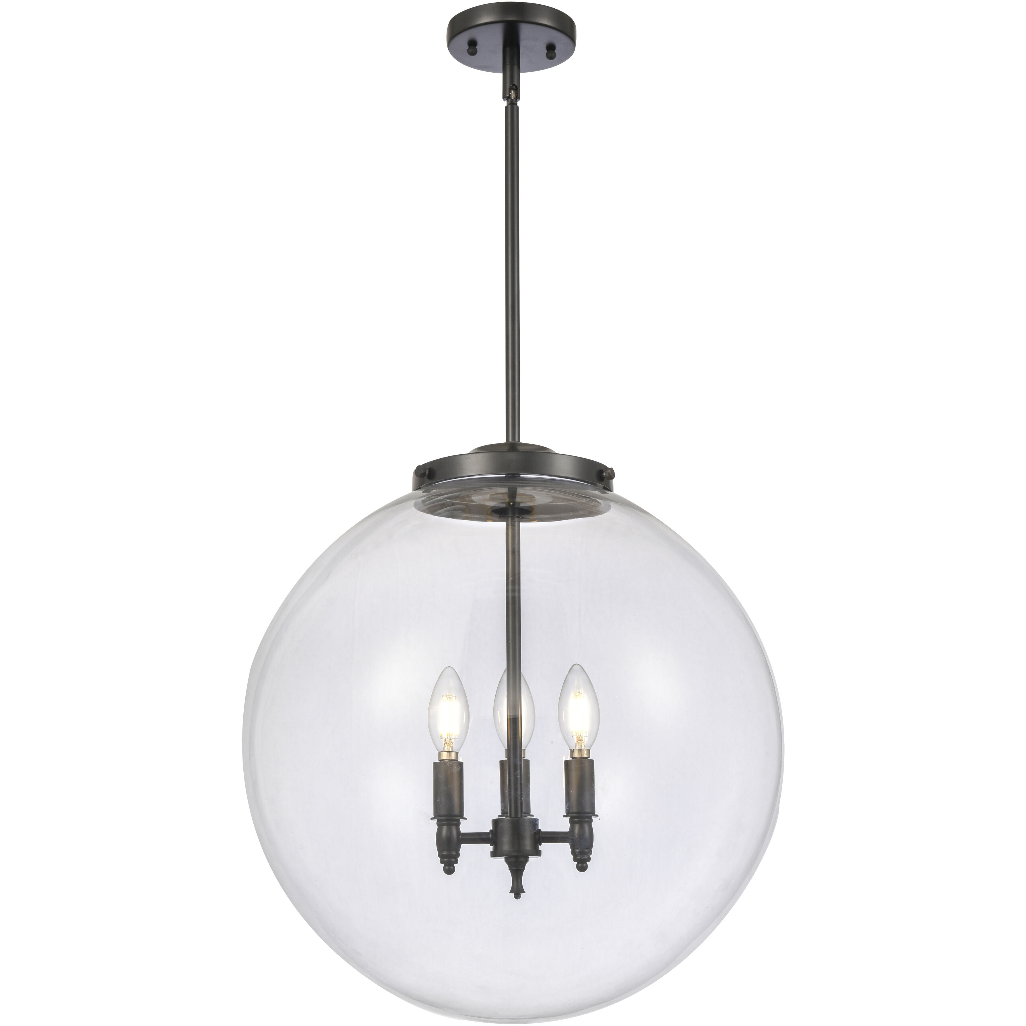 Franklin Restoration Beacon 3 Light 18 inch Matte Black Statement Pendant Ceiling Light in Incandescent, Clear