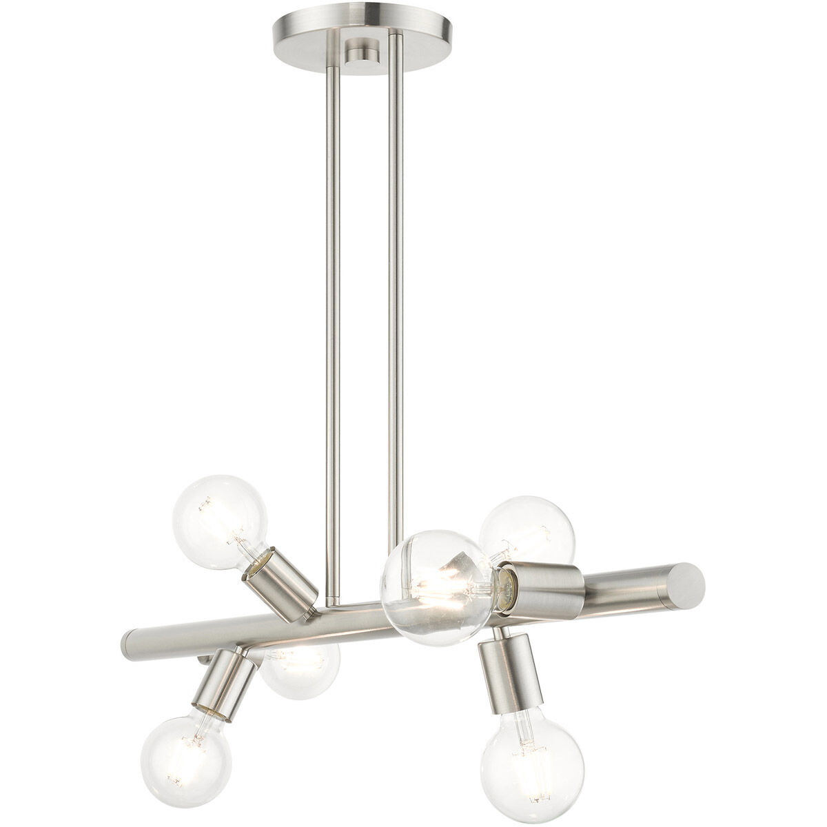 Bannister 6 Light 37 inch Brushed Nickel Linear Chandelier Ceiling Light