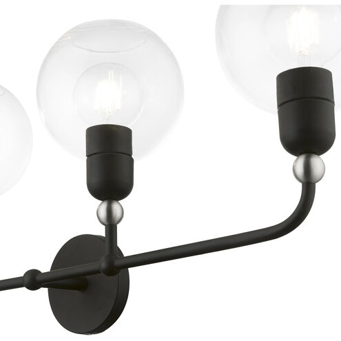 Downtown 4 Light 36 inch Black with Brushed Nickel Accents Vanity Sconce Wall Light, Large, Sphere