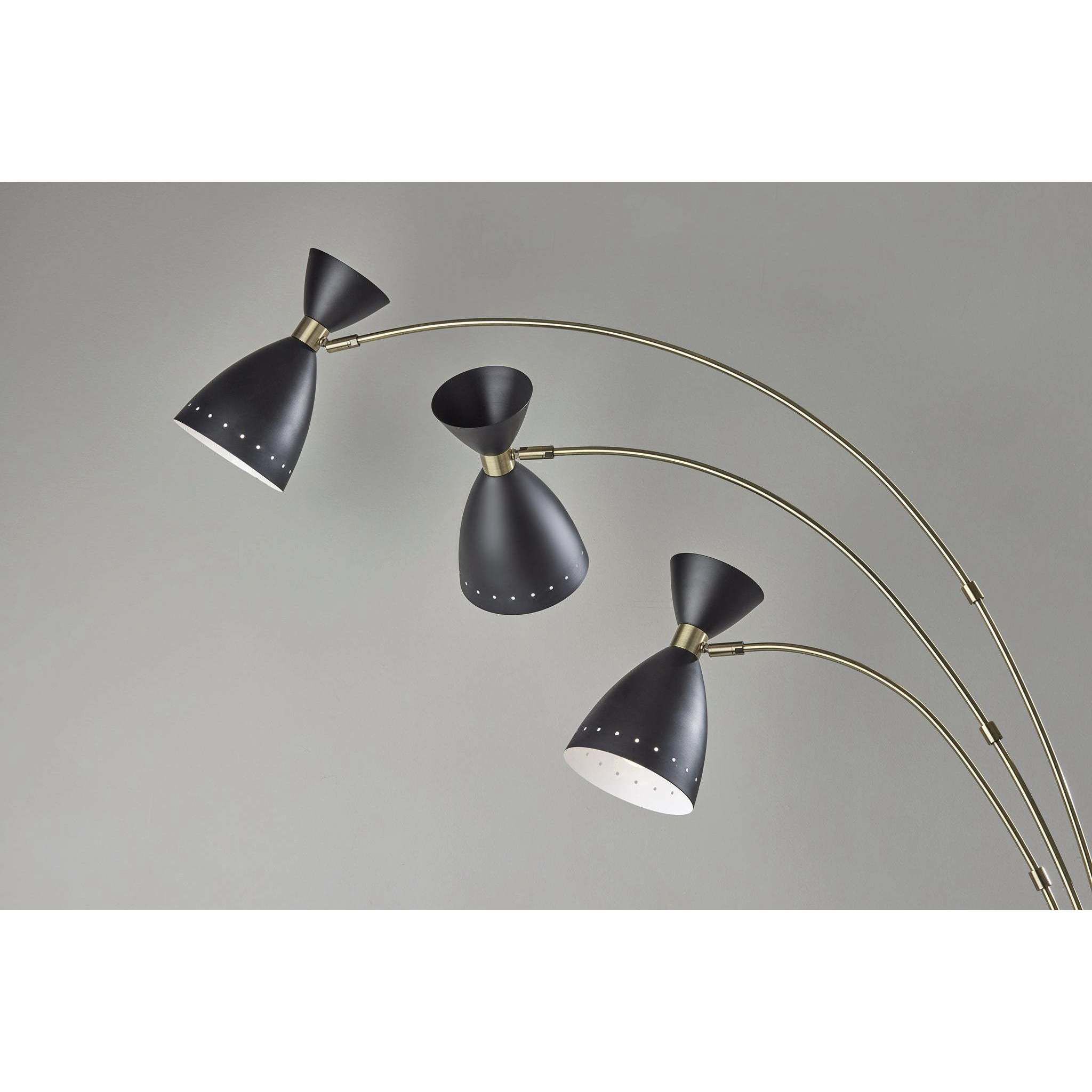 Oscar 82 inch 40.00 watt Black and Antique Brass Arc Lamp Portable Light, 3-Arm