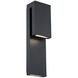 Double Down LED 18 inch Black Outdoor Wall Light