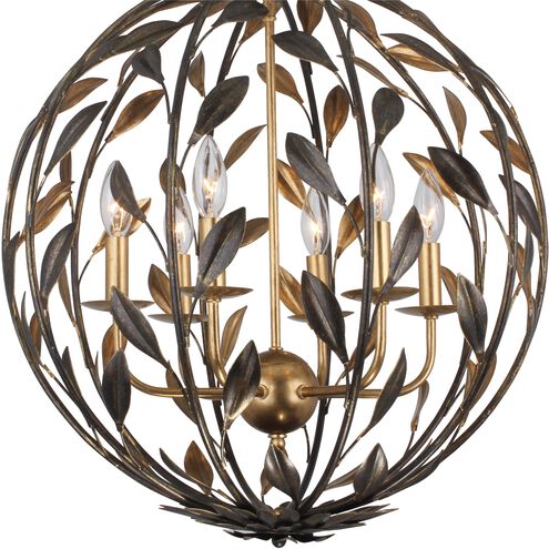 Broche 6 Light 21 inch English Bronze and Antique Gold Chandelier Ceiling Light