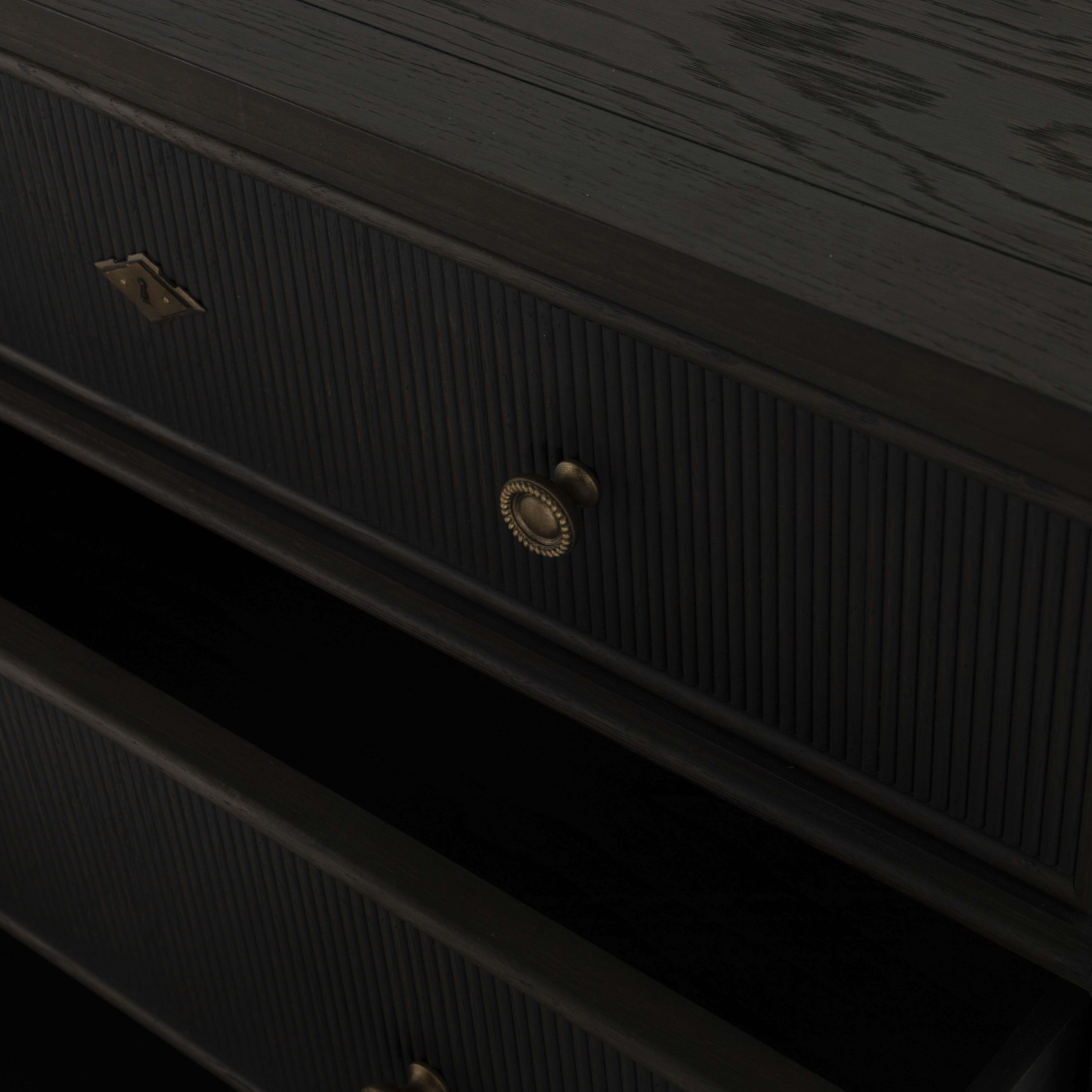 Andrea Dark Stained Oak / Antique Brass / Stained Oak Dresser