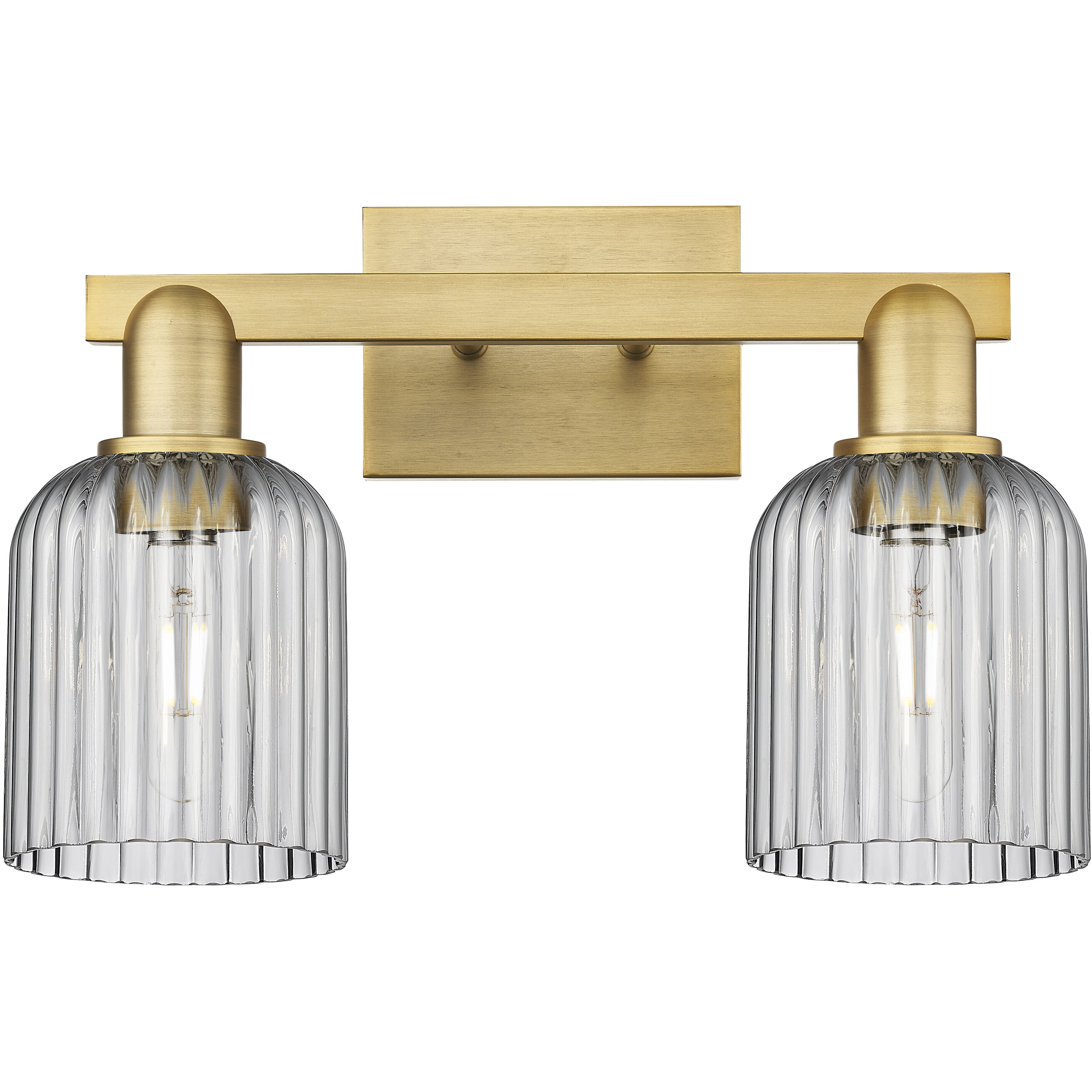 Bridal Veil 2 Light 16 inch Brushed Brass Bath Vanity Light Wall Light in Light Smoke Glass