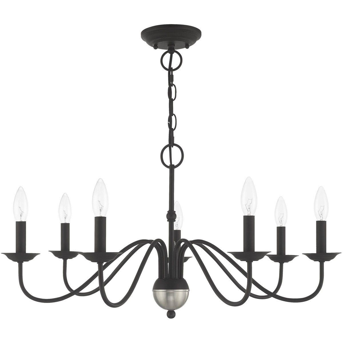 Windsor 7 Light 28 inch Black Chandelier Ceiling Light
