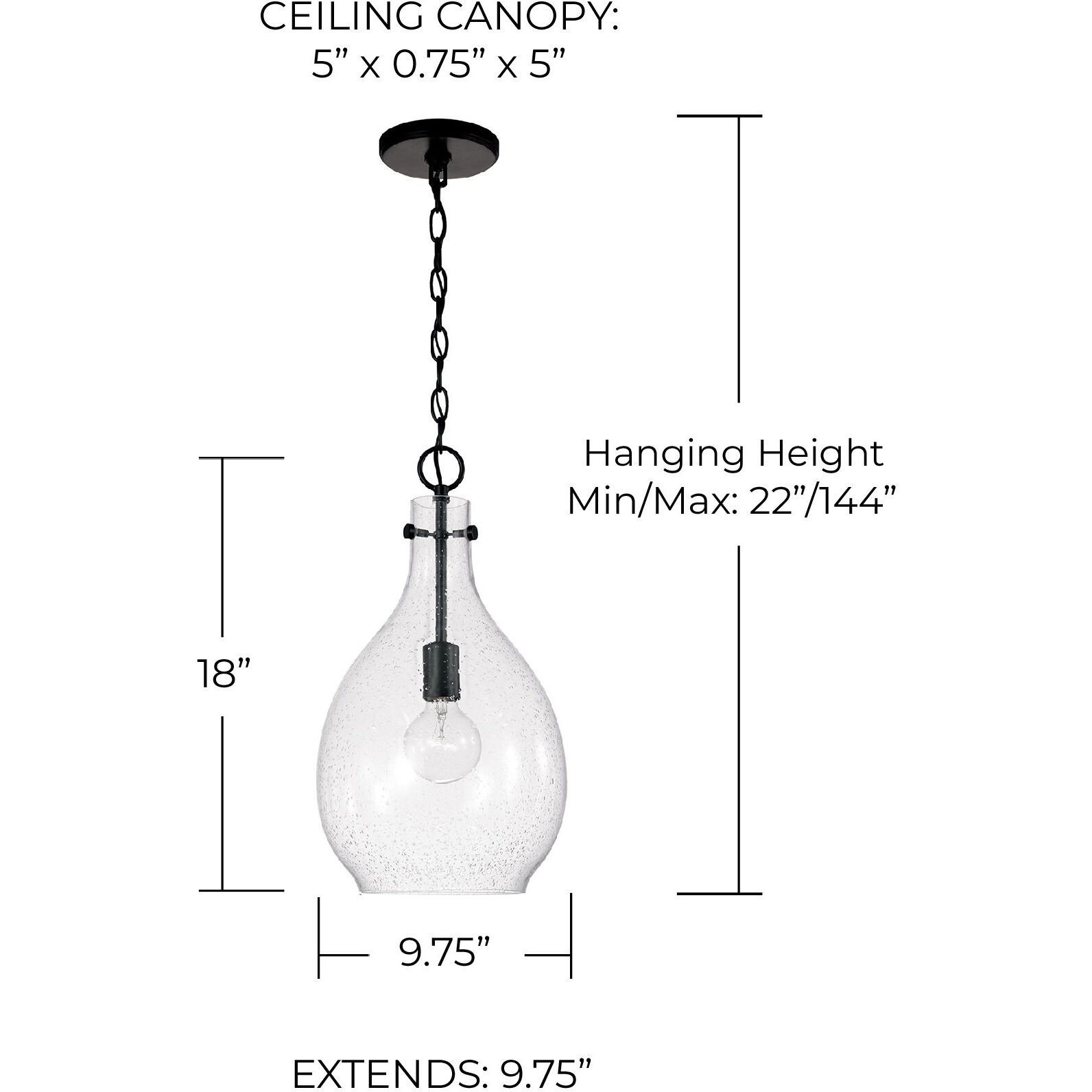 Brentwood 1 Light 9.75 inch Matte Black Pendant Ceiling Light