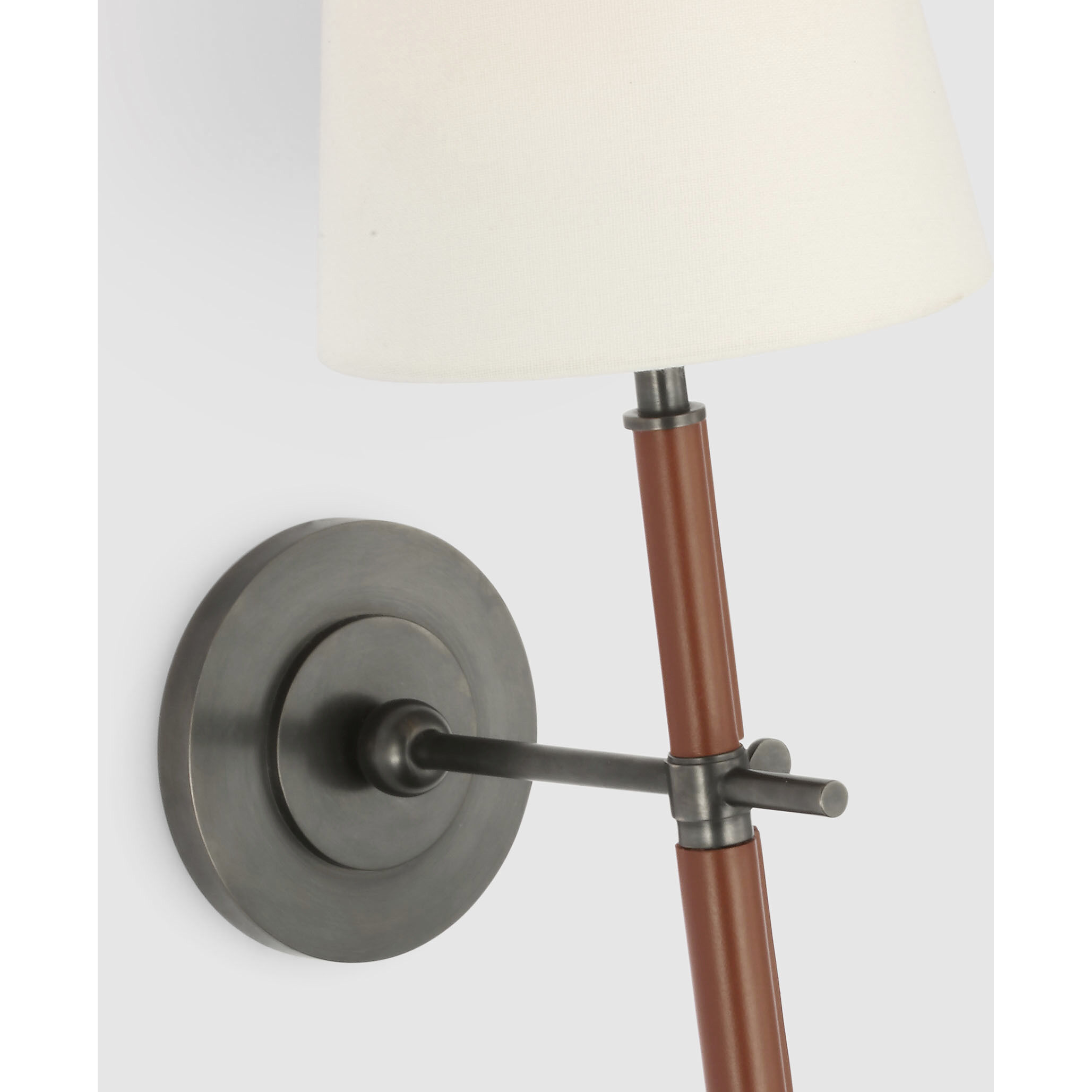 Thomas O'Brien Bryant2 LED 6.5 inch Bronze and Saddle Leather Wrapped Tail Sconce Wall Light, Large